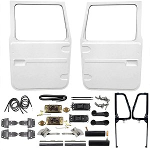 Kit Porta Dianteira Direita e Esquerda Em Fibra Toyota Bandeirante (1985 a 2001) Completo - Branco