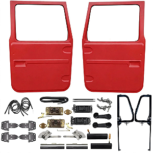 Kit Porta Dianteira Direita e Esquerda Em Fibra Toyota Bandeirante (1985 a 2001) Completo - Vermelho