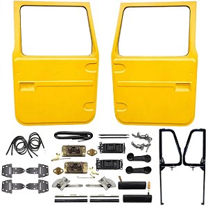 Kit Porta Dianteira Direita e Esquerda Em Fibra Toyota Bandeirante (1985 a 2001) Completo - Amarelo