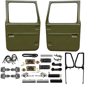 Kit Porta Dianteira Direita e Esquerda Em Fibra Toyota Bandeirante (1985 a 2001) Completo - Verde Militar