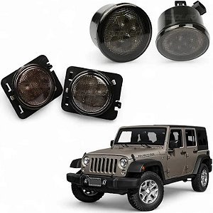 Kit Seta 4 Peças Wrangler Jku / Jk 2007 À 2017 Fume
