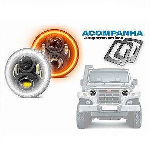 Par Farol Full LED Angel Eyes Segunda Geração C/ Suporte Troller<2014