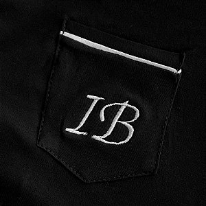 Bordado Iniciais Bolso Pijama Americano Preto