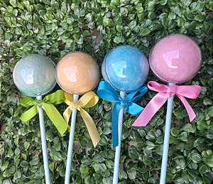 Pirulito de algodão doce na bola acrílica 6,5 cm