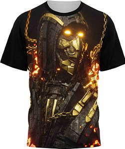Mortal Kombat Scorpion - Camiseta Adulto - Tecido Malha Fria - PV