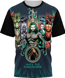 Aquaman Unite The Kingdoms - Camiseta Adulto  - Tecido Malha Fria - PV