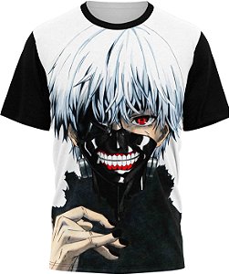 Kaneki Ken Tokyo Ghoul - Camiseta Adulto  - Tecido Malha Fria - PV