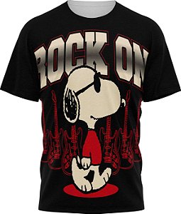Snoopy Rock On - Camiseta Adulto - Tecido Malha Fria - PV
