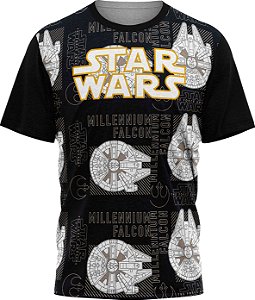 Star Wars Black - Camiseta Infantil - Tecido Malha Fria - PV