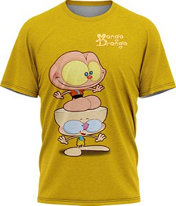 Mongo e Drongo Feliz - Camiseta - Amarelo - Malha Poliéster