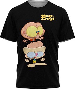 Mongo e Drongo Feliz - Camiseta - Preta - Malha Poliéster