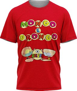 Mongo e Drongo Alfabeto - Camiseta - Vermelho - Malha Poliéster
