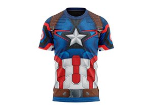 Capitão América - Camiseta Infantil Super Heróis- Tecido Dryfit