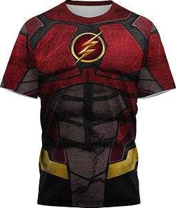 Flash - Camiseta Infantil Super Heróis- Tecido Dryfit