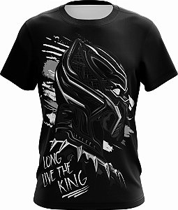Pantera Negra Long Live The King - Camiseta Adulto Super Heróis  - Tecido Malha Fria - PV