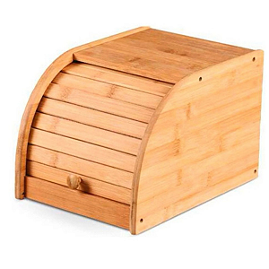 Porta Pão Em Bambu Com Porta Basculante Pequeno Retrátil