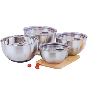 Conjunto Tigela Inox com Tampa Vedação 2L a 5L Silicone