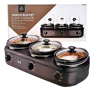Rechaud Elétrico Richos Triplo Buffet Slow Cooker Inox 220v