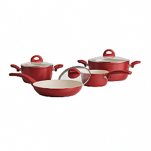 Conjunto Panelas Cerâmica 4 Peças Members Mark Vermelho