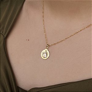 Gargantilha Nossa Senhora Aparecida c/ Ródio Semijoia18k - MC97