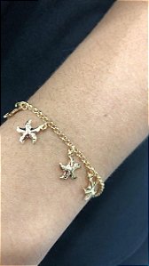 Pulseira c/ Estrelinhas do Mar - Semijoia 18k - Antialérgico