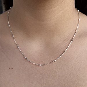 Gargantilha Veneziana com Bolinhas Prata 925 - 45cm - CPR06