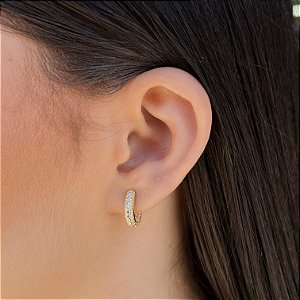 Argolas Pequenas com Pedras Zircônia Semijoias 18K - 14mm - B871
