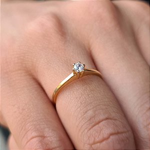 Anel Solitário Semijoia 18k - MA03
