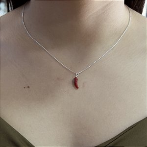 Gargantilha com Pingente Pimenta Prata 925 - 45cm - CPR22