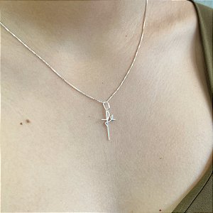 Gargantilha com pingente Fé Prata 925 - v12 - 45cm - CPR35
