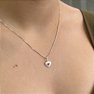 Gargantilha com Pingente Coração Prata 925 - CPR57