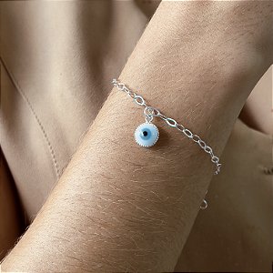 Pulseira com Olho Grego Prata 925 - 18cm - PPR16