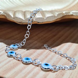 Pulseira com Olho Grego Prata 925 - 18cm - PPR20