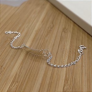 Pulseira Infantil Prata 925  Plaquinha com Menina - 14cm - PPR28