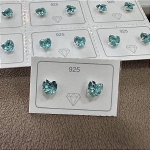 Brincos Coração com Pedra Verde Prata 925 - BPR106