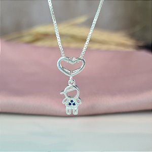 Gargantilha com Pingente Filho com Zircônias Prata 925- 18mm - CPR92