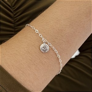 Pulseira com Medalha São Bento Prata 925 - 18cm - PPR51