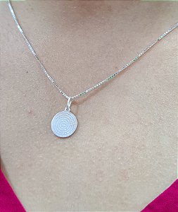 Gargantilha com Mandala Pai Nosso Prata 925 - 45cm - CPR112