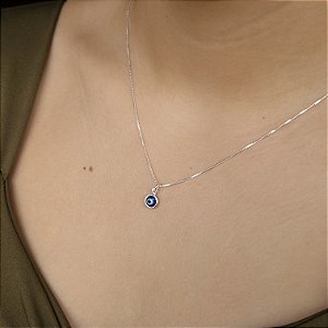 Gargantilha com Pingente Olho Grego azul Prata 925 - 45cm - CPR113