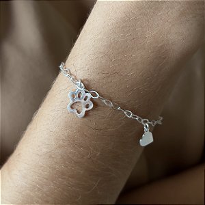 Pulseira com Pingente Patinha do Dog Prata 925 - PPR74