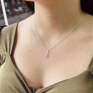 Gargantilha com Pingente  Infinito Prata 925 - 45cm - CPR155