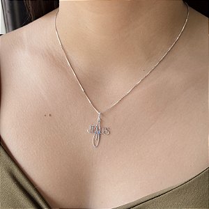 Gargantilha com Pingente Jesus Prata 925 - 45cm - CPR157
