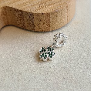 Berloque Trevo Zircônias Verde Prata 925 - PD601C