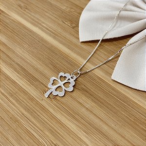 Gargantilha com Pingente Trevo Prata 925 - 45cm - 25mm - CPR178