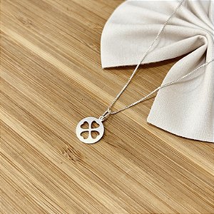 Gargantilha com Pingente Trevo Prata 925 - 45cm - 12mm - CPR184
