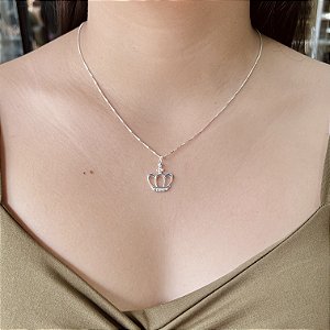 Gargantilha com Pingente  Coroa Prata 925 - CPR197