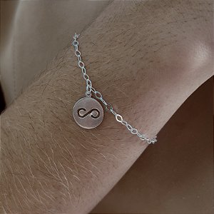 Pulseira com Medalha Infinito Prata 925 - 18cm - PPR112