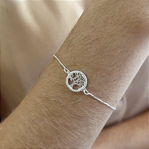 Pulseira com Pingente Árvore da Vida Prata 925 - 19cm - PPR119