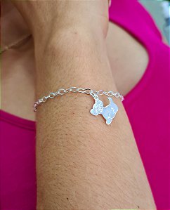 Pulseira  com Pingente Cachorrinho Prata 925 - 18cm - PPR122