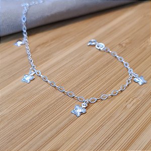 Pulseira com Pingentes  Borboletas Prata 925 - 18cm - PPR127